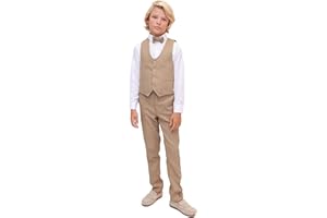 Lilax Boys Formal Suit 4 Piece Vest, Pants and Tie Dresswear Suit Set