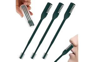 SMTELEGANCE 3 Piezas Recortador de Vello de Nariz 2 en 1,Cuchillo de Vello de Nariz de Doble Cara,Recortador de Nariz Giratorio Manual de 360°,No Requiere Electricidad,Higiénico(Verde Oscuro)