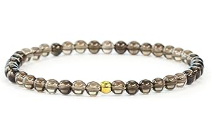 Echtes Rauchquarz Edelstein Armband mit 4mm Perlen - verschiedene Längen - Heilstein Schutzstein Talisman Glücksbringer Geschenk (Rauchquarz, 16CM)