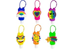 Ulife Mall 6 Pezzi Bottiglia da Viaggio Vuota per Gel Igienizzante Mani, 30 ml Contenitori Riutilizzabili per Sapone Liquido, Disinfettante per Mani, Lozione, Accessori da Viaggio Bambini - Arcobaleno