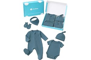 WYTbaby Baby nyfödda kläder första utrustning set 0–6 månader | Sparkdräkt för flickor och pojkar, pyjamas med hatt och handskar, bokstavstryck Newborn babyset