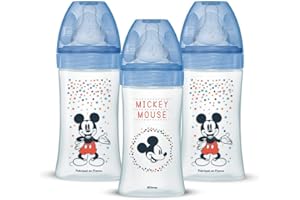 Dodie Set of 3 Anti-Colic Initiation+ Bottles, Mickey, 270 ml, 0-6 Months, Round Teat, Flow 2 Dodie – Juego of 3 Anti-Cólico Iniciación + Bottles, 270 ml, 0-6 Meses, Chupete Redondo, Caudal 2, Blue