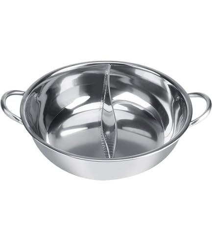 Chinese Hete Pot, Shabu Roestvrijstalen Pot Met Twee Kamers Diepe Voor 4 5 Personen Gebruikt Inductiekookplaat Gasoven Elektrische Oven Keramische Kookplaat Zilver 34 Cm 664449660