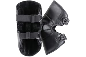 ACMEDE Genouillère Moto Epais Genouilleres Cuir d'hiver Chaud Protege Doublure en Fourrure Coupe-Vent ImperméAble Genoux Protection pour Homme ou Femme Plaquettes réglable Legging Cover