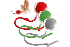 Poxtedsr Jouet interactif pour Chat, Balle Interactive à Rouler, Jouet Interactif Chien Balle Qui Bouge Toute Seule (Rouge+Vert+Gris)