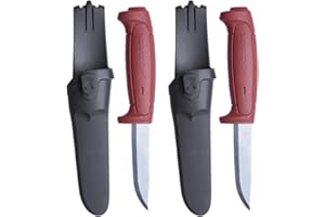 Morakniv Messer mit Scheide für Handwerker - 2-Pack Rot - Basic 511 C - Mora Messer Feststehende Klinge aus Kohlenstoffstahl - 2,0 mm - Hergestellt in Schweden - Outdoormesser feststehend
