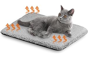 MOCOBO Samogrzewczy koc dla psów i kotów, 60 x 40 cm – koc termiczny nadaje się do prania, antypoślizgowy spód, kremowy