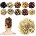 FESHFEN Scrunchy Scrunchie Hair Bun Updo Hair Ribbon Ponytail Hair Extensions Wavy Curly Messy Extensions Donut Hair Chignons Hair Piece Wig Light Ash Blonde & Bleach Blond Mixed Hairpiece