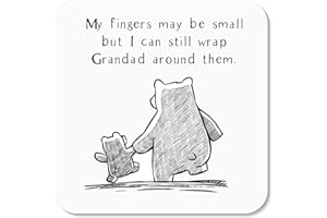 RORS & WREN My Fingers May be Small but I can Still Wrap Grandad Around Them Coaster by Rors and Wren Gift for Grandad Gifts (1 Grandchild)