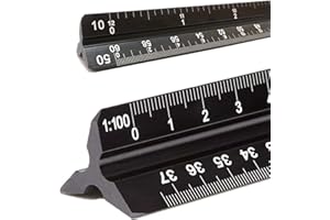 FIDGET PACK Dreikantmaßstab Aluminium Lineal Schwarz Dreieckig Metrische Skalen Lineal Metrisch, 1:20, 1:25, 1:50, 1:75, 1:100, 1:125 Architektur-Lineal 30cm Für Architekten Zeichner Studierende Und Ingenieuren
