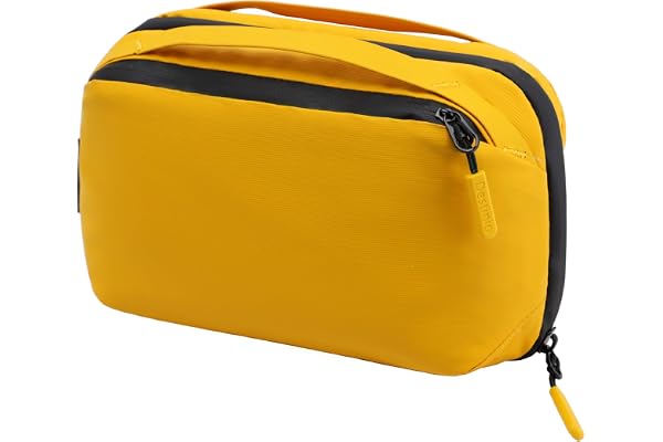 Destinio Electronic Gadget Organizer Bag - Waterproof Padded Tech Pouch for USB Cable, Travel Adapter, Laptop Mobile Charger, Power Bank, Ear Phones,Hard Disk, Digital Accessories Organiser (Yellow)