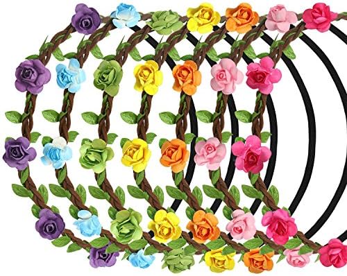 Zauber 7PCS Rose Flower Headband Rose Hair Accessories with Adjustable Elastic Ribbon for Girls