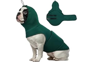 Hjumarayan Chaleco Antiestres para Perros, Chaleco Estirable Perro Ansiedad Chaleco Relajante Perro con Orejeras, Chaleco Antiestres Perros para Fuegos Artificiales, Tormentas, Verde Oscuro S