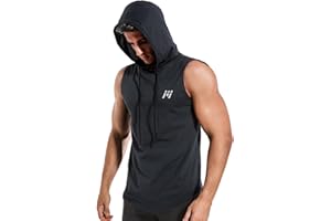 MEETWEE Herren Tank Top, Sportshirt mit Kapuze Ärmelloses/Langarm Muskelshirts Fitness Sleeveless Shirt Atmungsaktiv Laufshirt Achselshirts Hoodie für Gym Running Training