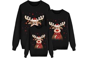 ZUOYUE Sudaderas Navideñas Familiares Suéter Familia Invierno Navideño Familiar Manga Larga Pullover Christmas Jumper Blusas Cuello Redondo Tops Talla Grande Mujer Hombre Niño Niña Ropa Navideña