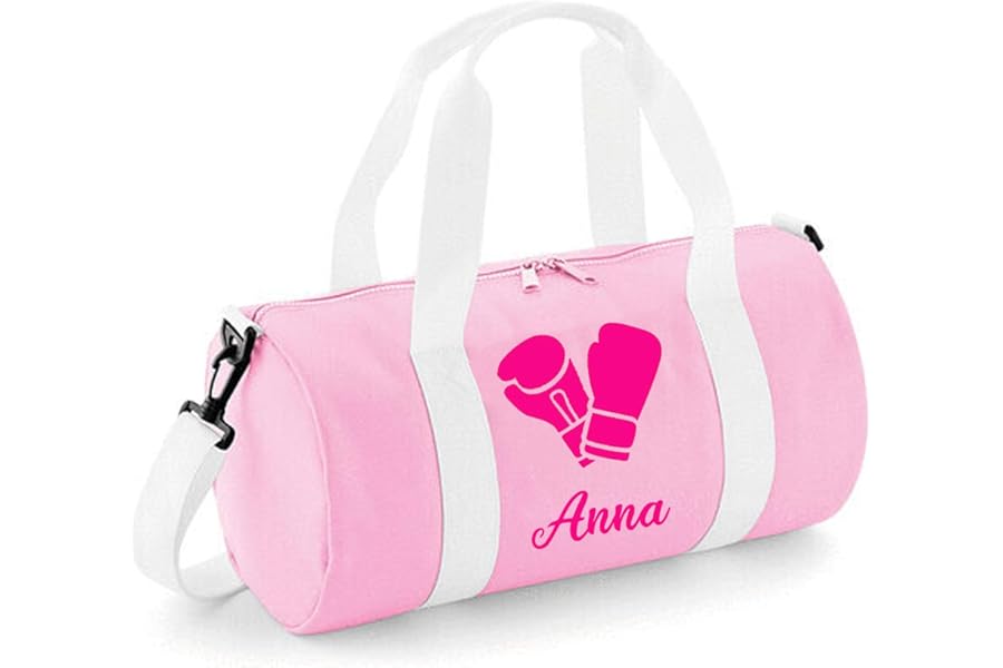 Personalised Boxing Gloves Barrel Bag Sports Holdall for Kids & Adults, 12L Durable Gym Bag Training Kit Bag, 20x20x40cm Stylish Sports Equipment Storage - Pink