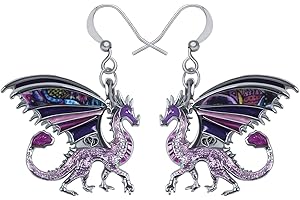 NEWEI Enamel Welsh Dragon Earrings Dangle for Women Fantasy Animal Jewellery Gifts Accessories Charms