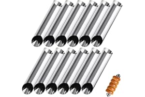 MKNZOME 12 Pcs Crème Corne Moules En Acier Inoxydable Cône Tubulaire En Forme de Moule pour Cannoli Tubes Croissant Cuisson Formes Moule (12 pièces)