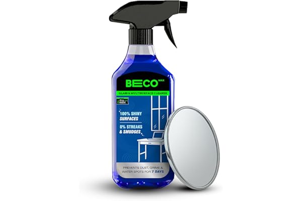Beco Max Glass and Multisurface Cleaner Liquid Spray - 500 ml Maximum Clean Zero Smudges Suitable For Glass, Mirrors, Appliances, Furniture Streak-Free Shine