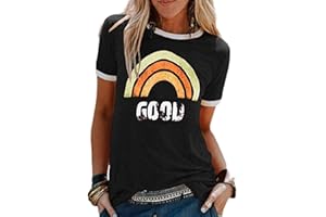 Heekpek Camisetas Manga Corta con Estampado Vintage Top Mujer Casual de Verano T Shirt Short Sleeve