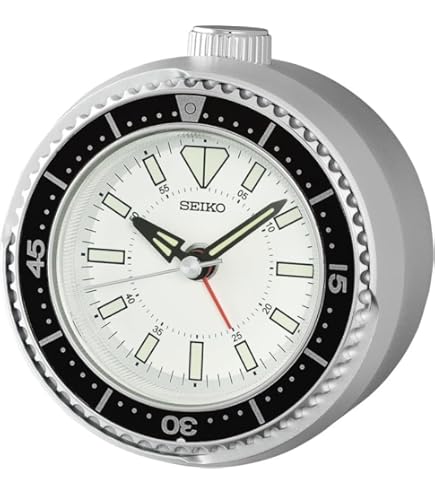 Seiko Mai Modern II Non Ticking Alarm Clock, Metallic Blue