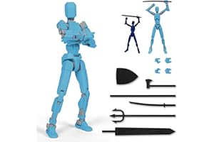 Starnearby Titan 13 Action Figure, T13 Action Figure 20cm Assembly Completed Dummy 13 3D Printed Body Movable Lucky 13 Action Figure 6 Weapons Set 3 Hands Sets Gift for Kids Adults (20CM Light Blue)