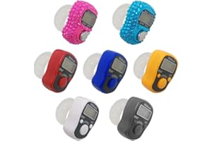 AFUNTA - Contador de dedo electrónico (7 unidades) con 5 LED digitales, contador mecánico y manual de vueltas para dedo, con forma de diamante