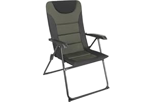 Homecall 30045 Silla de camping plegable de acero bitono/600D poliéster acolchado respaldo ajustable verde/negro, 104,0 cm* 70,0 cm* 60,0 cm