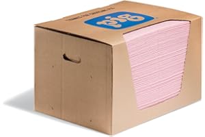 New Pig MAT354 PIG HAZMAT Absorbent, 83.6 L Absorbency, 51 cm Length x 38 cm Width, 100 Pad/Box, Pink (Pack of 100)