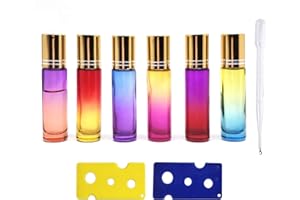 Birsppy Roll On Glasflaschen für ätherisches Öl, 10 ml Glasroller Nachfüllbarer Behälter für ätherische Öle, Aromatherapie, Duftstoff, inklusive 1 Tropfer & 2 Öffner (6 Stück)