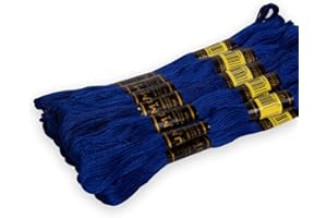 UMC STAG Pack of 12 Premium Embroidery Thread | 100% Egyptian Cotton Premium Skeins | Cross Stitch Embroidery Floss | Oeko TEX Certified Stranded Cotton | Ideal for Arts & Crafts (Royal Blue 134)