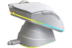 KLIM Blaze Pro - Souris Gamer sans Fil RGB Rechargeable avec Station de Charge - Nouveauté - Capteur Haute Précision avec Batterie Longue Durée -Jusqu'à 6000 DPI - Souris Filaire et sans Fil - Blanc