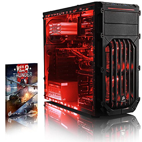 VIBOX Standard 6 Gaming PC - 3,2GHz Intel Pentium Dual Core CPU, GTX 1050 Ti GPU, Super, Desktop Gamer Computer mit Spielgutschein, Rot Innenbeleuchtung, lebenslange Garantie* (3,2GHz superschneller Intel Pentium K Anniversary G3258 Dual-Core-CPU-Prozessor, Nvidia GeForce GTX 1050 Ti 4GB Grafikkarte GPU, 16GB DDR3 1600MHz RAM, 240GB SSD, 2TB Festplatte, Raijintek CPU Kühler, 85+ Netzteil, Corsair Gehäuse, B250 Mainboard, Ohne Windows Betriebssystem)