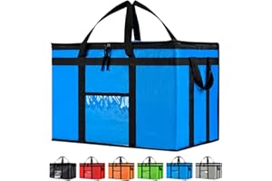 NZ home PRO Durable 3XL Insulated Cooler Bag and Food Warmer for Food Delivery & Grocery Shopping with Zippered Top, Blue Commercial Grade (1 Pack)