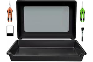 KENSBRO Trim Tray - Set Completo con Setaccio Polline 150 Micron, 2 Forbici & Spazzola | Per Erbe, Tè e Spezie | Base Antiscivolo