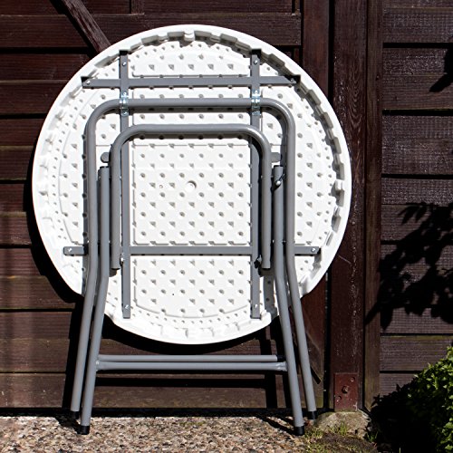 Vanage Gartentisch klappbar in weiß – runder Bistrotisch für Garten, Terrasse und Balkon – Maße: 80 x 80 x 74 cm – Klapptisch als Partytisch und Beistelltisch nutzbar - 6