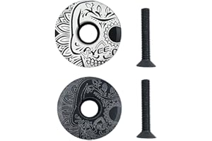 CHENKEE Bike Headset Top Cap, 2 pcs Bike Bowl Cover Bicycle Alloy Headset Top Cap Mountain Bicycle Headset Top Cover with Screw for Cycle Bicycle MTB Road Bike
