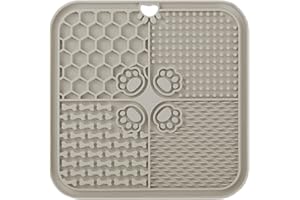 YEICXOH leckmatte Hund,Leckmatte für Hunde, Futtermatte für Butter & Joghurt, Hundespielzeug für Baden, Training & Fellpflege (1er-Pack Beige, 20X20 cm)