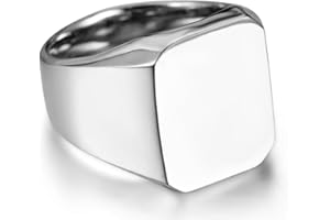 Flongo Anillos Hombre Acero Inoxidable, Anillos de Sello, Grande Alto Pulido, Anillos Biker Motorista Ciclismo, Estilo Punk Rock, Talla 17-27