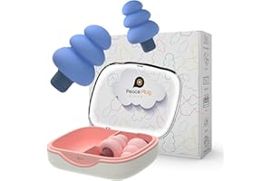 Peace Plug Cloud | Ear Plugs for Sleep, Travel, & Conversation | Low-Level Noise Reduction | Soft Rebound Memory Foam Earplugs with Portable Case (04 Pcs) (Blue, Pink)