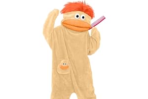 Silly Wearable Onesie, Big Mouth Monster for vuxna, Cute Funny Hooded, Mysig ultramjuk plysch One-Piece Loungewear(Yellow,Med