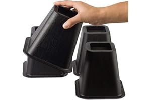 tonchean Bed Risers 6 inch Square Furniture Riser Heavy Duty Sofa Desk Table Chair Leg Lifter Elevator Black (4Pcs)