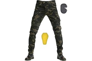 FFFF & OLFEH Motorradhose Schutzhose, Herren-Motorrad-Jeans Motocicleta Pantalones Moto Jeans Motorrad-Jeanshose Für Herren, 4 Arten Von Schutzausrüstung, Motorradhose Für Motorradrennfahrer (Tarnung,M)