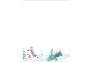 easykart labels Christmas Stationery Paper Letterhead Sheets 60 Pack Holiday Xmas Theme Design for Writing Letters Computer Office Notes & Printing Supplies Size 8.5" X 11"