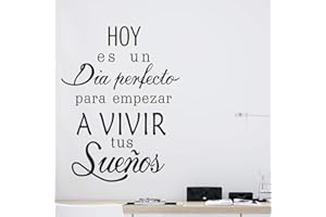 NACNIC Pegatina de pared wall decor HOY ES UN DIA PERFECTO PARA EMPEZAR A VIVIR TUS SUEÑOS. Vinilo decorativo es español. Pegatina decorativa Decoración Salón Hogar Oficina Tiendas Habitacion.