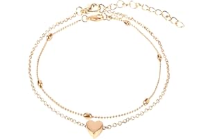 LUTER Bracelets de Cheville Coeur pour Femme, Bracelet Cheville Femme Chaîne de Pied Bracelets de Cheville Superposés pour Femme Fille Accessoires de Bijoux