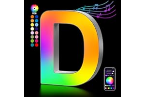 KANGTAIXIN Light Up Letters USB Powered, LED Letter Lights Color Changing Alphabet Sign Gifts for Girls Women Party Birthday Decorations, APP Control, Night Light Christmas Valentine Wall Table Decor - D