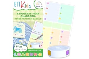 ETIKIDS PACK FUNNY: 40 Etiquetas Adhesivas + 25 Etiquetas de Tela Termoadhesivas (Formas)