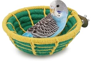 Hypeety Handmade Coton Rope Bird Breeding Nest Hatch House Bird Nest Cage for Small Parrots Budgie Parakeet Cockatiel Parakeet Conure Canary Finch Lovebird (Green)