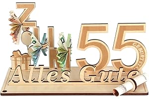 Giftota Geldgeschenke Geburtstag 55, Geschenke zum 55.Geburtstag Mann Frau, 55.Geschenke aus Holz Dekoration